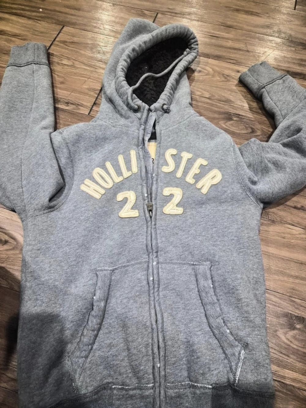 Hollister Strands Point Sherpa Lined Zip Hoodie Gray & Brown Small-Men's Small